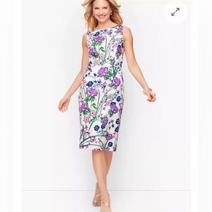 Talbots SATEEN BOTANICAL GARDENS SHEATH DRESS Size 2 New Short Sleeveless
